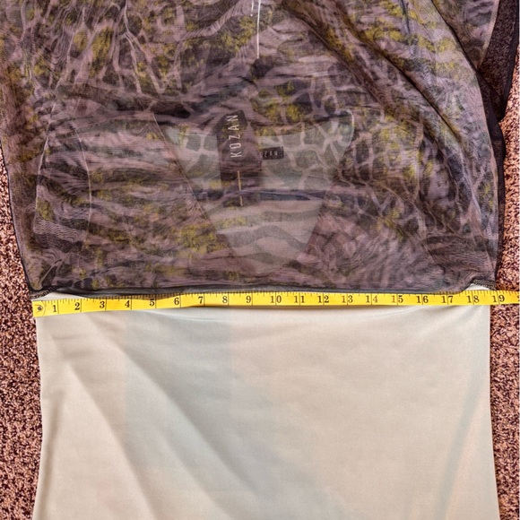 Kozan Zebra Print Midi Sheer Mesh Overlay Dress Size Medium Muted Gray Green NWT - Picture 13 of 13